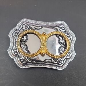 Sliver And Gold Rings Belt Buckle
